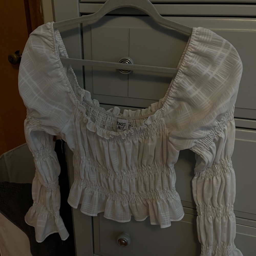 Princess Polly White Ruffled Smocked Blouse